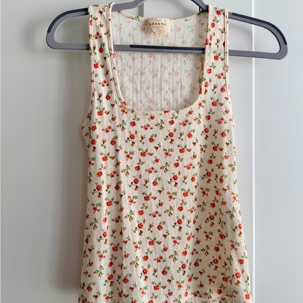 Sézane Juan Top in in Pointelle Mady Print, size Small